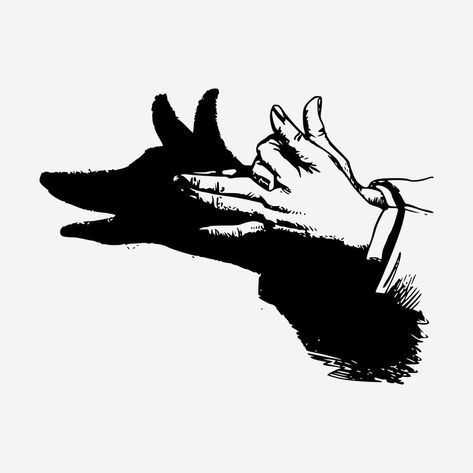 Wolf Shadow Puppet, Shadow Puppet Drawing, Shadow Self Illustration, Wolf Shadow Drawing, Wolf Shadow Tattoo, Shadow Wolf Art, Puppet Illustration, Hand Shadow Puppets, Wolf Shadow