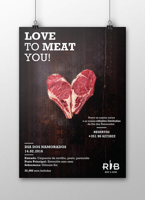 RIB Beef & Wine Ads on Student Show Beef Restaurant Design, Restaurant Event Poster, Meat Poster Design, Butchery Design, Meat Advertising, Beef Poster, Meat Poster, Meat Food Styling, Wine Ads