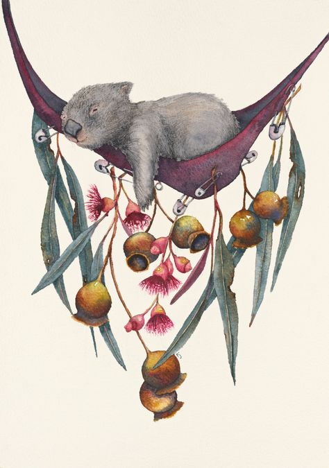 Australian Animal Art, Australian Animals Illustration, Wombat Illustration, Cute Wombat, Aussie Animals, Luis Royo, Australian Christmas, Australian Native Flowers, Sleepy Head