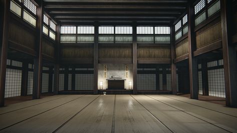 Japanese Dojo Aesthetic, Dojo Aesthetic, Infinity Fortress, Dojo Background, Japanese House Architecture, Japanese Dojo, Dojo Design, Himeji Castle, House Fence Design