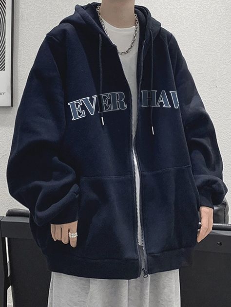 Hoodie Outfits Man, Mooncore Outfits Men, Navy Blue Zip Up Hoodie Outfit, Navy Outfits Men, Blue Hoodie Outfit Men, Mens Hoodie Outfit Streetwear, Soft Grunge Outfits Men, Zip Up Hoodie Outfit Men, Blue Hoodie Outfit