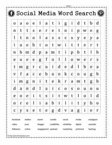 Social Media Word Search Social Media Worksheet, Media Literacy Lessons, Technology Vocabulary, Computer Lab Lessons, Alphabet Writing Worksheets, Kids Social Media, Critical Thinking Activities, Substitute Teaching, Homeschool Worksheets