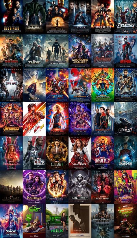 Marvel Multiverse Saga, Mcu Movie Posters, Marvel Movies In Order 2023, Spiderman Movies In Order, Mcu Posters, All Marvel Heroes, Marvel Movies List, All Marvel Movies, Marvel Movies In Order