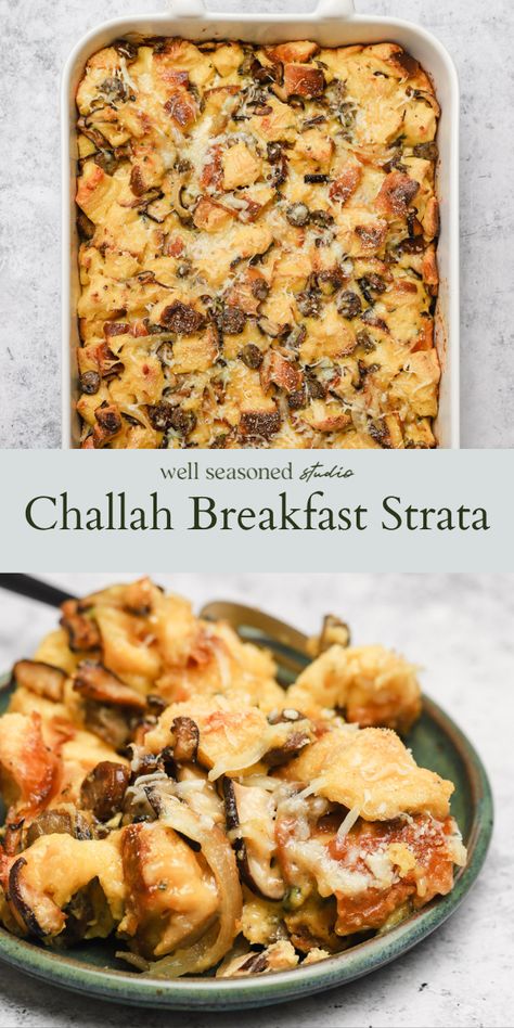 Strata Recipes Breakfast, Strata Recipes, Breakfast Strata, Savory Bread Puddings, Sausage Bread, Sage Sausage, Brunch Casserole, Fresh Sage, Challah Bread