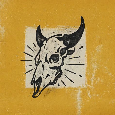 Firman | Vintage Design & Illustration | Cow skull - Feel free to contact me for freelance project 📧 nonsixtydesign@gmail.com - ©️ 2023 NONSIXTY . . . . . . #distressedunrest… | Instagram Animal Heads Drawing, American Traditional Longhorn Tattoo, Cow Skull Illustration, Country Flash Tattoo, American Traditional Buffalo, Deer Skull Painting, Cow Skull Drawing, Longhorn Skull Drawing, Cow Skull Painting