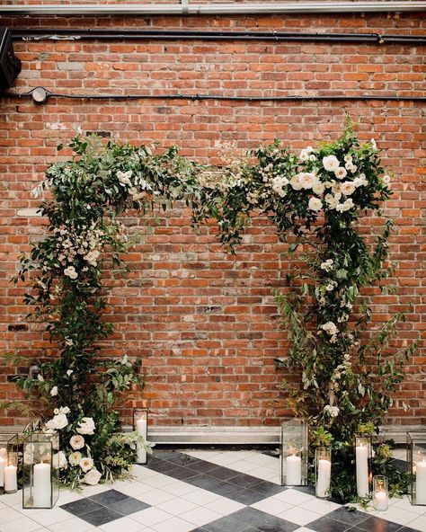 Wedding Floral Arch, Wythe Hotel Wedding, Wythe Hotel, Floral Arch Wedding, Ohio Wedding Venues, Brooklyn Wedding, Ceremony Backdrop, Floral Arch, Wedding Event Planner