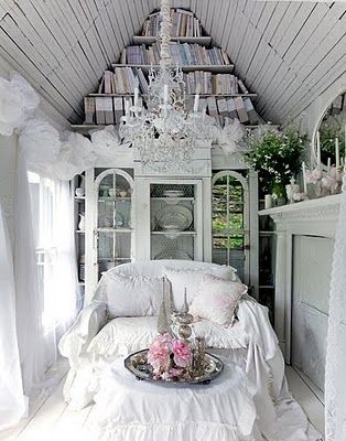 white, white, white Chic Chalet, Shabby Chic Decorating, Crazy House, Cottage Shabby Chic, Tiny Cottage, Victorian Cottage, Style Cottage, Interior Design Magazine, Little Cottage