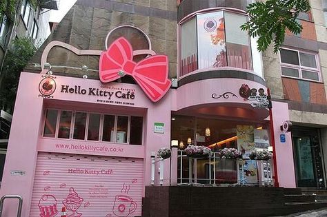 Hello kitty cafe Seoul Hongdae, Cafe Hello Kitty, Cafe In Seoul, Seoul Cafe, Seoul Travel, Kitty Cafe, Coffee Shop Design, Cafe Shop, Capital Letters