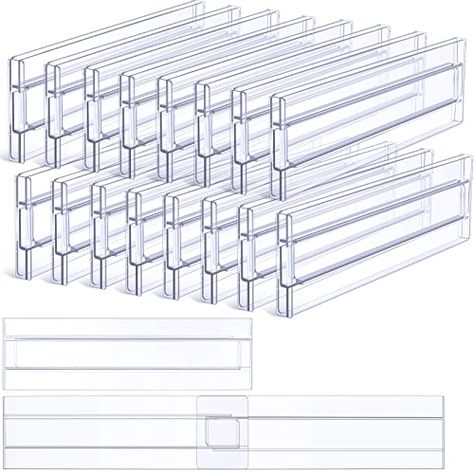 Marsui 18 Pack Drawer Dividers Organizer Expandable from 11-19 Inch, Adjustable 3.2 Inch High Dresser Drawer Organizers Plastic Utensil Organizer for Office Kitchen Clothing Bedroom Bathroom (Clear) Plastic Dresser, Organizer Bedroom, Closet Storage Drawers, Dresser Organizer, Dresser Drawer Organization, Acrylic Drawers, Kitchen Clothes, Drawer Divider, Dresser Organization