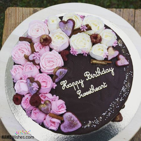 Write anyone's name on sweetheart birthday cake & celebrate anyone's birthday in a special way. Wish all the best to friends. #birthdaycakes Birthday Cakes With Name, Birthday Cake For Wife, Chocolate Cake With Name, Rosé Birthday Cake, Birthday Cake Write Name, Birthday Cake With Name, Birthday Cake Writing, Happy Birthday Cake Photo, Chocolate Birthday Cake