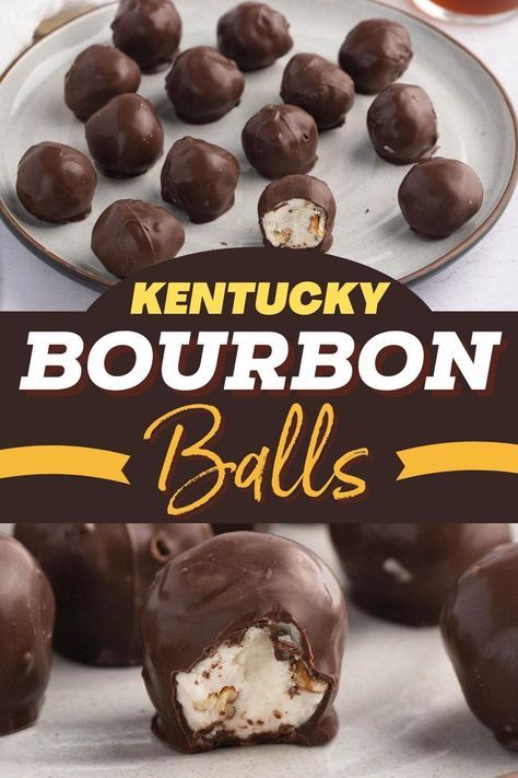 Try these Kentucky bourbon balls for treats you won't forget! Made with chopped nuts, powdered sugar, semi-sweet chocolate, and bourbon, you'll absolutely devour them! Bourbon Cake Balls, Bourbon Truffles Recipe, Bourbon Baking Recipes, Easy Bourbon Balls, Bourbon Fudge Recipes, Bourbon Recipes Dessert, Kentucky Bourbon Balls, Bourbon Themed Party, Bourbon Deserts