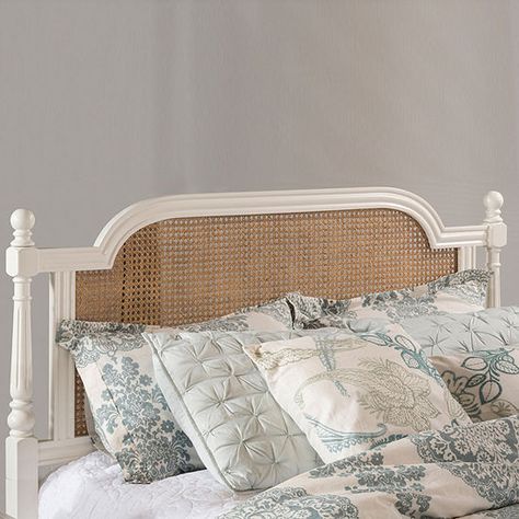 White Headboard Bedroom, Country Headboard, Cane Panel, Cane Headboard, Cal King Headboard, Cane Bed, Caned Headboard, White Headboard, Spring Mattress