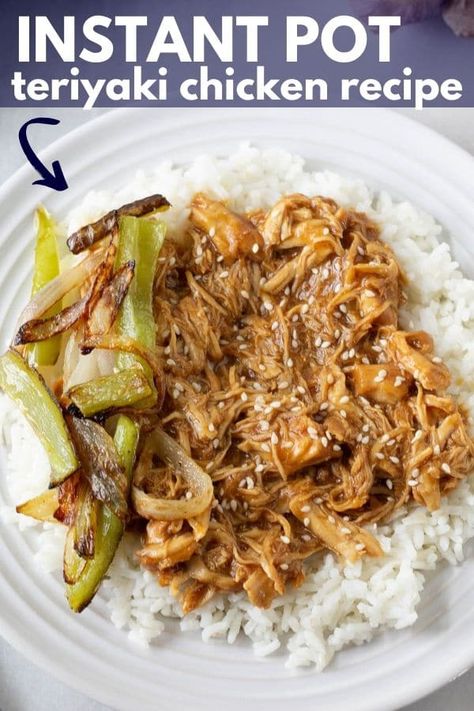 Instant Pot teriyaki chicken is an easy weeknight dinner. Shredded chicken smothered in a homemade sauce and served over rice. Chicken teriyaki is so easy! #chicken #teriyaki #homemade #boneless #shreddedchicken #30minutedinner #easy #best #soysauce #nohoney #instantpot #pressurecooker #ninjafoodi #dinner #foracrowd Teriyaki Chicken Recipe Instant Pot, Teriyaki Chicken Instapot, Chicken Teriyaki Recipe Instant Pot, Instant Pot Teriyaki Chicken From Frozen, Instant Pot Terriaki Chicken, Teriyaki Chicken And Rice, Chicken Recipes Boneless, Chicken Teriyaki Recipe, Best Instant Pot Recipe