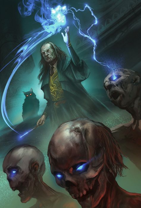 "Argus Filch, the shadow Necromancer", Nicolas Camiade on ArtStation at https://www.artstation.com/artwork/rRlYmG Argus Filch Fanart, Harry Potter Rpg, Classe Harry Potter, Harry Potter Art Drawings, Harry Potter Painting, Dark Wizard, Harry Potter Illustrations, Harry Potter Artwork, Potter Art