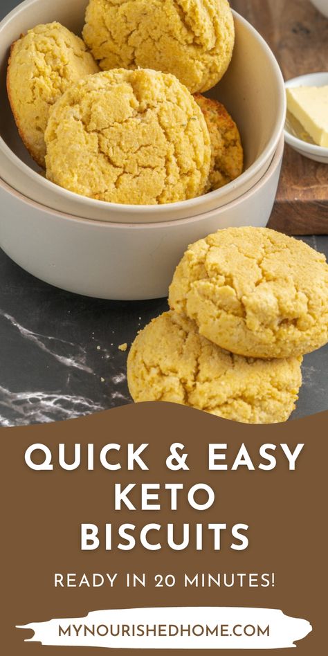 You are going to love everything about this quick and easy keto biscuits recipe! Not only are they a healthy, low-carb alternative to traditional versions, but these biscuits are ready in 20 minutes. The dough doesn't need to rise before baking which makes them perfect for dinner on busy weeknights. Keto Biscuit Recipes, Keto Sweet Biscuits, Keto Biscuits Recipe, Dinner Biscuit, Low Sugar Dinners, Dinner Recipes Healthy Low Carb, Healthy Low Carb Snacks, Low Carb Biscuit, Low Fat Low Carb