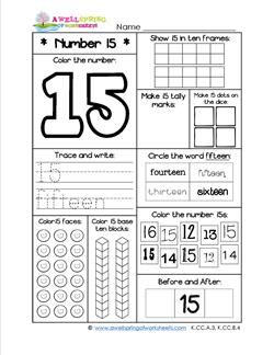 Number Worksheets - Number 15 Worksheet Number Worksheets For Kindergarten, Worksheet Numbers, Number Worksheets Kindergarten, Pre K Worksheets, Base 10 Blocks, Snap Words, Tally Marks, Numbers Kindergarten, Worksheets For Kindergarten