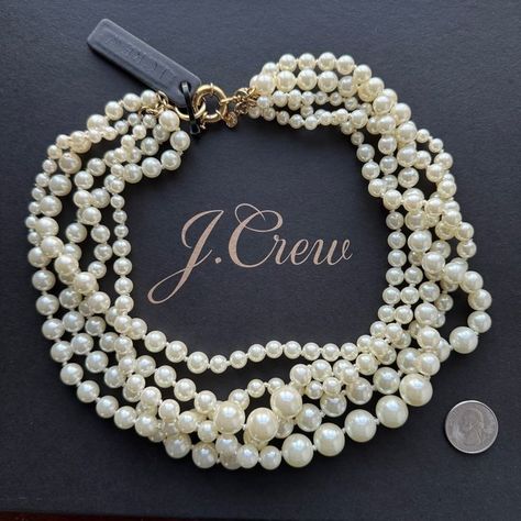 How To Wear Pearls, Unique Pearl Jewelry, Multi Strand Pearl Necklace, Chunky Pearl Necklace, Brass Light, Chunky Pearls, Trending Jewelry, Pearl Statement Necklace, Wear Pearls