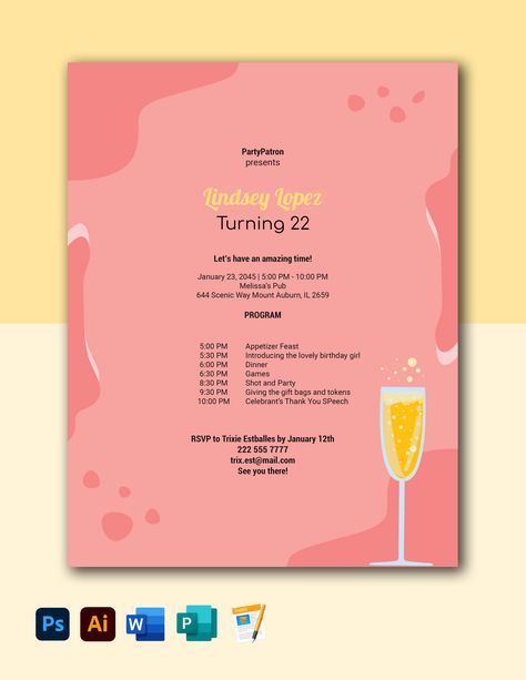 60th Birthday Program Flow, Party Program Template, Birthday Party Program, Program Flow, Party Agenda, Fun Wedding Programs, Birthday Party Checklist, 64th Birthday, Party List