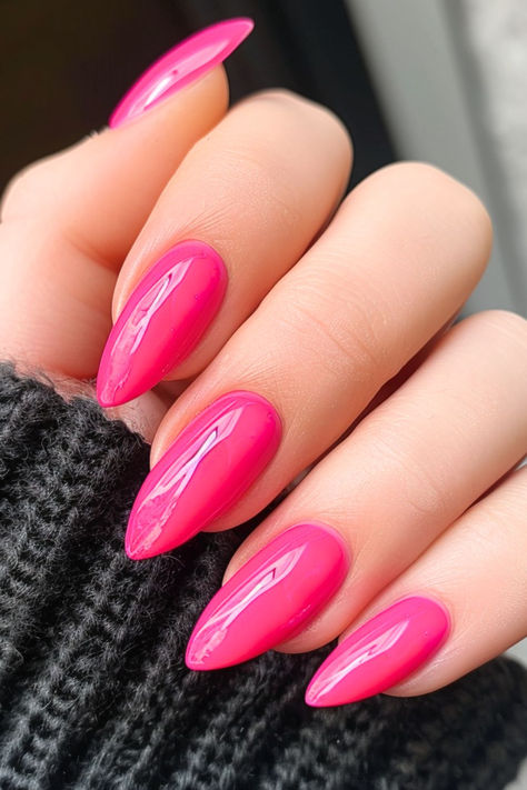 31 Gorgeous Pink Nails That Are Pink Perfection Pink Almond Nail Ideas, Pink Almond Nails, Almond Nail Ideas, Monochromatic Pink, Almond Nails Pink, Almond Acrylic Nails Designs, White Tip Nails, Cute Pink Nails, Baby Pink Nails