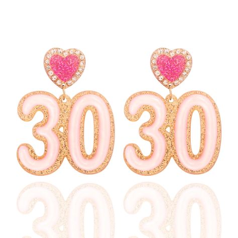 PRICES MAY VARY. 🎉 【PERFECT FOR 30TH BIRTHDAY DECOR】- Make a statement on your 30th birthday with these pink earrings! They add a touch of fun and festivity to 30th birthday party outfit, making you the star of the party. Get ready to shine and create unforgettable memories! 🌟【HIGH-QUALITY MATERIALS】- Crafted from durable and lightweight resin, our 30th birthday earrings are perfect for 30 years old decoration, you can dancing the night away on your special day! They ensure comfortable wear an 16 Birthday Decorations, 30th Birthday Decor, Old Decoration, Sweet 16th Birthday, Sweet 16 Birthday Gifts, Birthday Earrings, 16th Birthday Decorations, Birthday Party Outfit, 30th Birthday Decorations