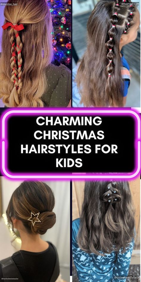 Cute Christmas Hairstyles Christmas Hair Buns For Kids, Christmas Kids Hairstyles Easy, Kids Christmas Hairstyles Easy, Kids Christmas Hairstyles Fun, Christmas Hair For Kids, Girl Christmas Hairstyles, Easy Christmas Hairstyles For Kids, Holiday Hairstyles For Kids, Kids Christmas Hairstyles