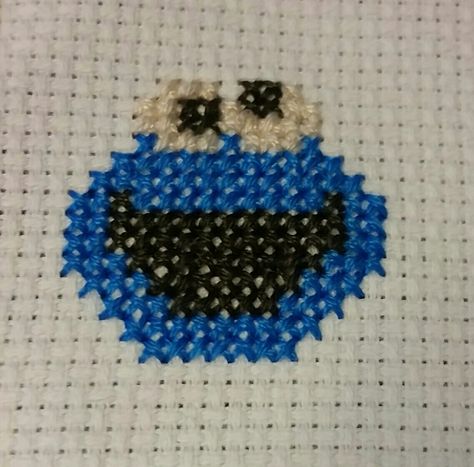 Cookie monster stitch! Cookie Monster Cross Stitch, Cookie Monster, Monster Cookies, Cross Stitch, Mario Characters, Fictional Characters, Art