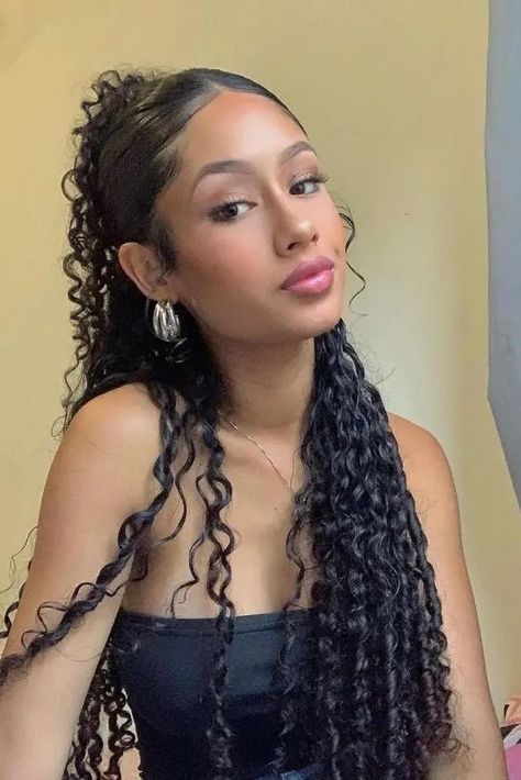 Sleek ‘n’ Curly Half-Up Half-Down Cornrow Styles, Cute Curly Hairstyles, Curly Hair Styles Easy, Hairdos For Curly Hair, Cornrow, Curly Hair Tips, Short Curly Hair, Curly Hairstyles, Short Bob Hairstyles