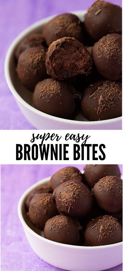 Easy Brownie Bites, No Bake Brownie Bites, Everyday Cookies, Brownie Balls, Bake Brownies, Brownie Vegan, Creative Treats, Baileys Cheesecake, Truffles Chocolate