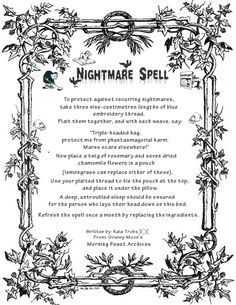 Spells Magic Etc, Magic Craft Spells, Book Of Spells, Nightmares Spell, Banish Nightmares, Recurring Nightmares, Witches And Witchcraft, Witchcraft Stuff, ... Nightmare Spell, Dark Spells, Under Your Spell, Eclectic Witch, Magick Spells, Wiccan Spell Book, Witch Craft, Wicca Witchcraft, Witch Spell