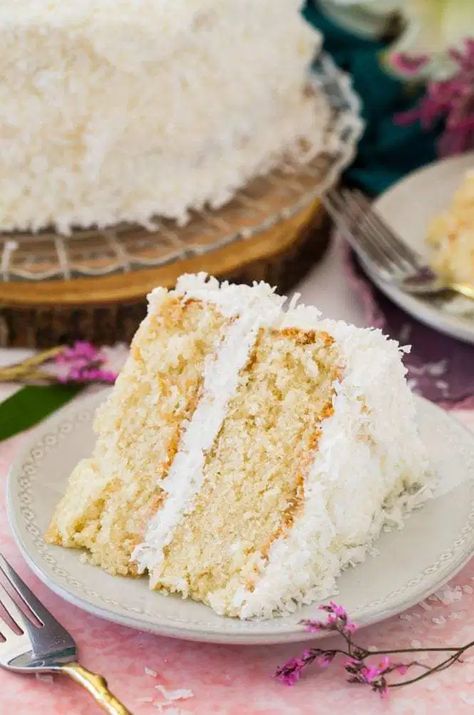 Homemade Coconut Cake Recipe, Best Coconut Cake Recipe, Coconut Layer Cake, Coconut Cream Cake, Coconut Cake Recipe, Cake Mug, Postre Keto, White Cake Recipe, Coconut Frosting