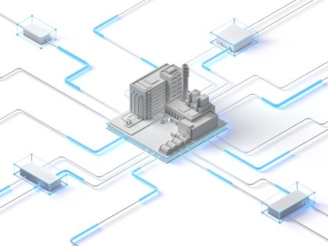 Smart factory - Industry 4.0 by Wojtek Tymicki Smart Factory, 3d Cinema, Interactive Walls, Isometric Art, Isometric Illustration, Low Poly Art, Cv Design, Motion Design Animation, Industrial Revolution