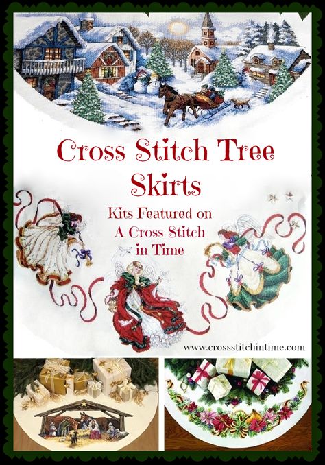 Snowflake Tree Skirt, Christmas Tree Skirts Patterns, Dimensions Cross Stitch, Tree Skirt Pattern, Xmas Tree Skirts, Cross Stitch Tutorial, Cross Stitch Angels, Last Minute Christmas Gifts, Cross Stitch Tree