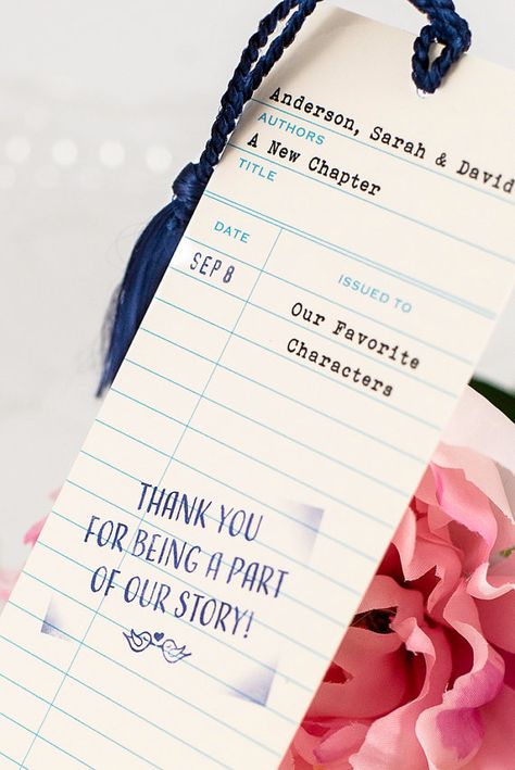 Library Check-Out Card Wedding Bookmark Favor by PennyAnnDesigns Wedding Bookmark, Wedding Cake Strain, Wedding Entrance Songs, Book Themed Party, Book Themed Wedding, Inexpensive Wedding Favors, Library Wedding, Wedding Crashers, Wedding Favors Cheap