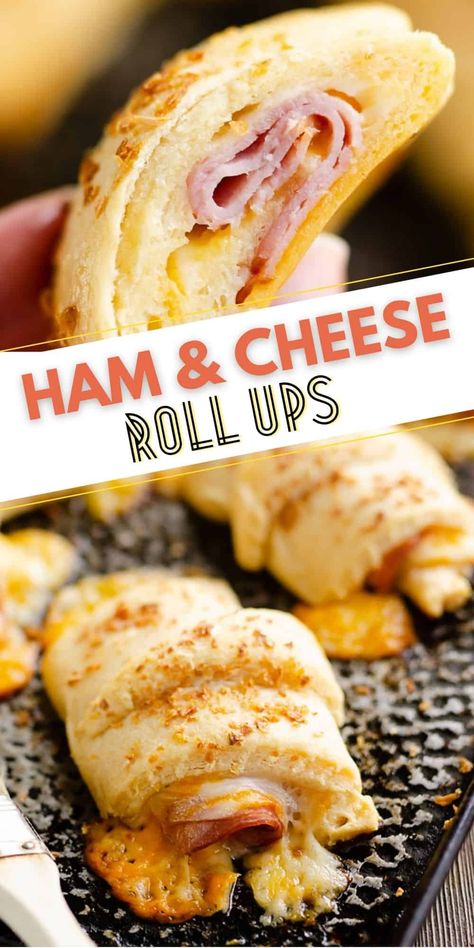 Ham Cheese Roll Ups, Ham Cheese Rolls, Crescent Roll Recipes Dinner, Cheese Roll Ups, Ham And Cheese Roll Ups, Ham And Cheese Croissant, Savory Recipe, Cheese Crescent Rolls, Cheese Roll