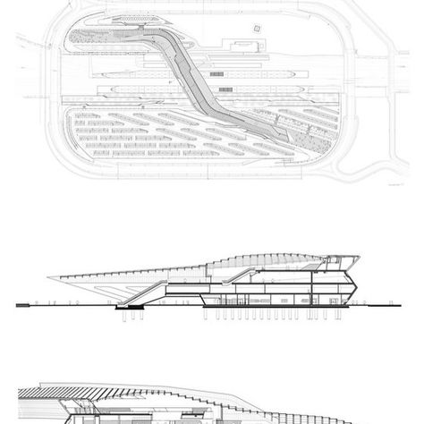𝐍𝐚𝐩𝐨𝐥𝐢-𝐀𝐟𝐫𝐚𝐠𝐨𝐥𝐚 𝐇𝐢𝐠𝐡 𝐒𝐩𝐞𝐞𝐝 𝐓𝐫𝐚𝐢𝐧 𝐒𝐭𝐚𝐭𝐢𝐨𝐧 𝐢𝐧 𝐍𝐚𝐩𝐥𝐞𝐬, 𝐈𝐭𝐚𝐥𝐲 𝐛𝐲 𝐙𝐚𝐡𝐚 𝐇𝐚𝐝𝐢𝐝 (2003-2017) The Napoli-Afragola High Speed Train Station, designed by Zaha Hadid, is a futuristic transport hub serving southern Italy. Covering 30,000 square meters, the station connects multiple high-speed inter-city, inter-regional, and commuter lines. Its dynamic, flowing design reflects Hadid’s signature style, featuring sweeping curves and bold forms. The station plays a vital role in Italy’s rail network, linking ... Railway Station Plan, Train Station Architecture Concept, Train Station Concept, Railway Station Architecture, Railway Station Design, Zaha Hadid Plan, Train Station Design, Futuristic Transport, Flat House Design