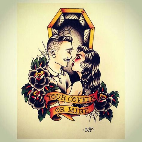 Your coffin or mine Berg Tattoo, Panther Tattoo, Tattoo Flash Art, American Traditional Tattoo, Flash Art, Small Tattoo, American Traditional, Old School Tattoo, Love Tattoos