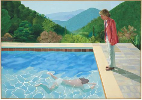 Portrait of an Artist (Pool with Two Figures), by David Hockney, sold for a record $90.3m at Christie’s, New York. Pool With Two Figures, David Hockney Pool, David Hockney Portraits, Portrait Of An Artist, Morris Louis, Pool Paint, Pool Picture, Tate Gallery, Jasper Johns