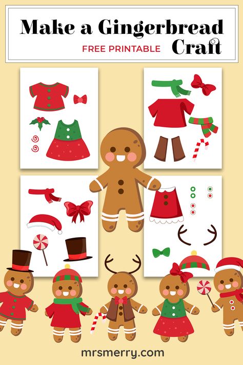 Paper Diy For Christmas, Decorating Gingerbread Men Crafts, Decorate A Gingerbread Man Craft, Free Printable Gingerbread Man Template, Build A Gingerbread Man Printable, Simple Christmas Crafts For Kids Free Printable, Diy Christmas Paper Crafts, Gingerbread Printables Free, Christmas Craft Printables