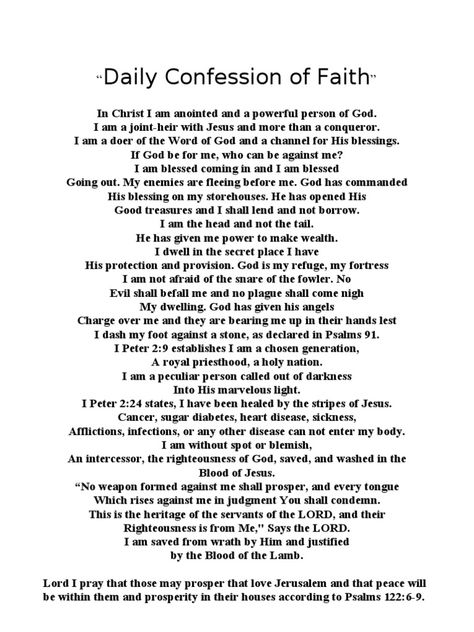 Daily Confessions Of Faith, Biblical Confessions, Prayer Of Confession, Faith Confessions, Confession Prayer, Womens Bible, God Is For Me, Doers Of The Word, Lady Quotes