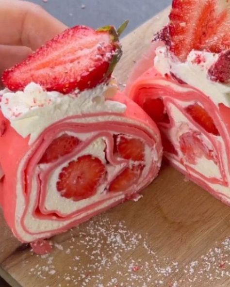 FOOD VALLEY on Instagram: "Strawberry crepe roll (aka towel cake)🍓🍓🍓 . . 📽️ @ohcakeswinnie (credit goes to the rightful owner)  . . Follow @foodvalleyyy Follow @foodvalleyyy Follow @foodvalleyyy . . #food #foodporn #foodie #instafood #foodphotography #foodstagram #yummy #foodblogger #foodlover #instagood #love #delicious #follow #like #healthyfood #homemade #dinner #foodgasm #tasty #photooftheday #foodies #restaurant #cooking #lunch #picoftheday #bhfyp #foodpics #instagram #healthy #chef" Strawberry Crepe, Strawberry Crepes, Towel Cake, Cooking Lunch, Homemade Dinner, Healthy Chef, Cake Roll, Food Pictures, Food Lover