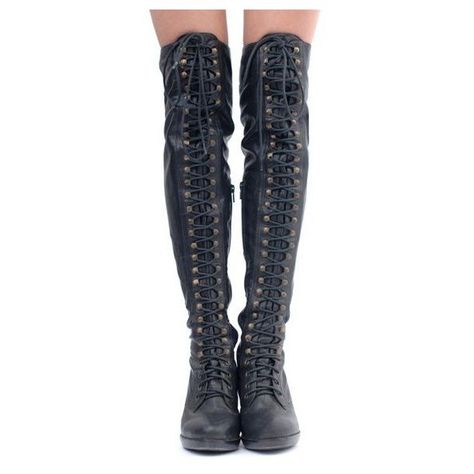 thigh high combat boots mcloveinstyle ❤ liked on Polyvore featuring shoes, boots, thigh high combat boots, army boots, military boots, thigh-high boots and over the knee thigh high boots Knee Length Combat Boots, Thigh High Combat Boots, High Combat Boots, Knee High Combat Boots, Mode Steampunk, Boots Combat, Army Boots, Boating Outfit, Military Boots