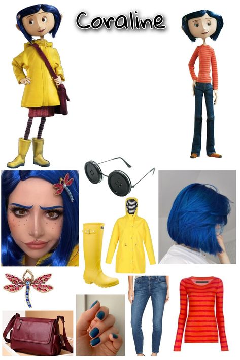 Coraline Outfit, Coraline Halloween Costume, Coraline Halloween, Coraline Costume, Movie Character Costumes, Classy Halloween Costumes, Coraline Jones, Hot Halloween Outfits, Pretty Halloween Costumes