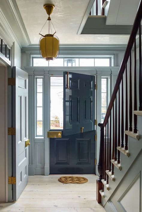 Best Dutch Door Design Ideas - Decoholic Blue Front Door, Vibeke Design, This Old House, Entry Hallway, Dutch Door, Guest Cottage, Sag Harbor, Coastal Cottage, Entry Foyer