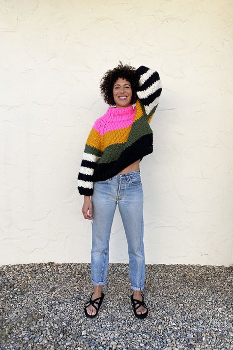 Crochet Colour Block Sweater, Bright Colored Sweaters, Colour Block Knit Sweater, Color Block Knit Sweater, Colourful Knitted Sweater, 2 Color Sweater, Colorful Knitted Sweaters, Color Block Crochet Sweater, Color Block Sweater Outfit