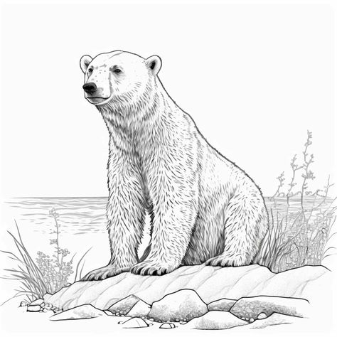 14 Free Polar Bear Coloring Pages - Artsydee | Drawing, Painting, Craft & Creativity Drawing A Polar Bear, Polar Bears Drawing, Polar Bear Drawing Easy, Polar Bear Tattoos, Polar Bear Sketch, Pictures Of Polar Bears, Polar Bear Coloring Page, Polar Bear Color, Polar Bear Tattoo