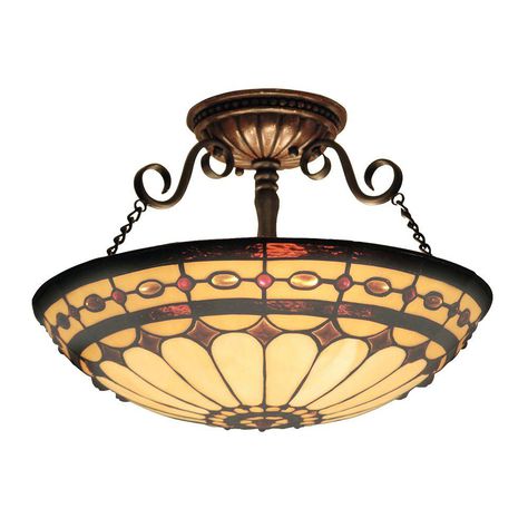 Geometric Bowl, Semi Flush Light, Copper Ceiling, Ring Pattern, Tiffany Glass, Semi Flush Ceiling Lights, Elk Lighting, Semi Flush Mount Lighting, Outdoor Hanging Lights