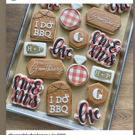 Bbq Cookies Decorated, Bbq Cookies, Engagement Party Cookies, Engagement Party Bbq, Engagement Party Decorations Diy, 10th Anniversary Party, Engagement Cookies, Birthday Bbq, I Do Bbq