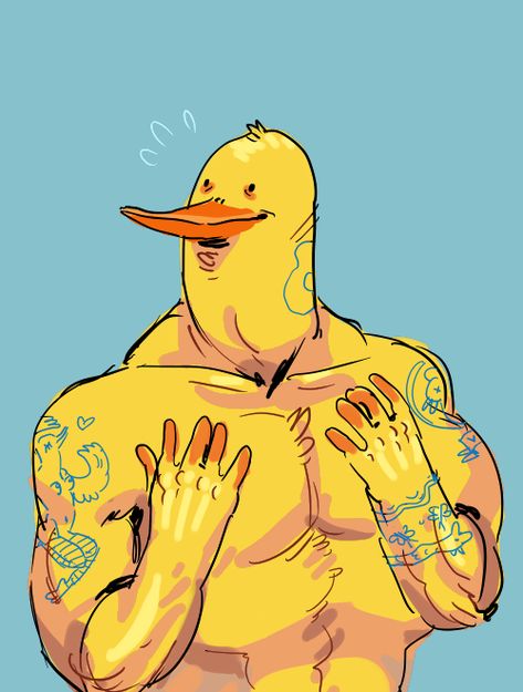 lil chicken dude 4 garikaliev b/c he drew me lots of cool stuff !!! also b/c i wanted to draw this character. also idk how to draw muscles sorry#cartoonstyle #artcartoon #digitalartcartoon  #characterdesign #differentcartoonstyles #characterillustration #artsketchbook Muscle Illustration Art, Muscle Character Design, Muscle Man Illustration, Muscle Character, Duck Character Design, Draw This In Your Style, Funny Illustration Art, Muscle Cartoon, Funny Things To Draw