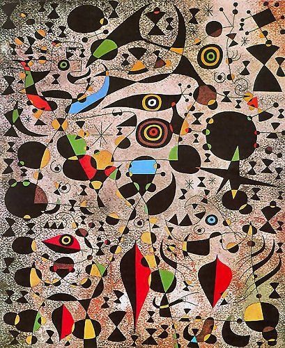 Joan Miro - Women Encircled by the Flight of a Bird, 1941 - Surrealismus Joan Miró I Ferrà, Miro Paintings, Spanish Painters, Joan Miro, Spanish Artists, Jackson Pollock, Pablo Picasso, Dali, Art Plastique