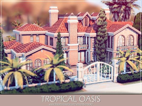 Sims 4 Tropical Cc, Lots Sims 4, Pool Gazebo, The Sims 4 Lots, Casas The Sims 4, Tropical Oasis, Sims House Design, Jungle Adventure, Desert Garden